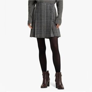 Lauren Ralph Lauren Black Label Charcoal Plaid Mini Skirt